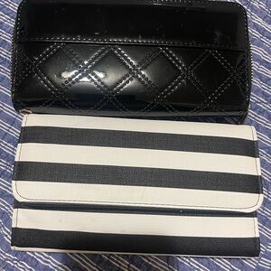 2 Wallets Black and White striped and a Black Quilted